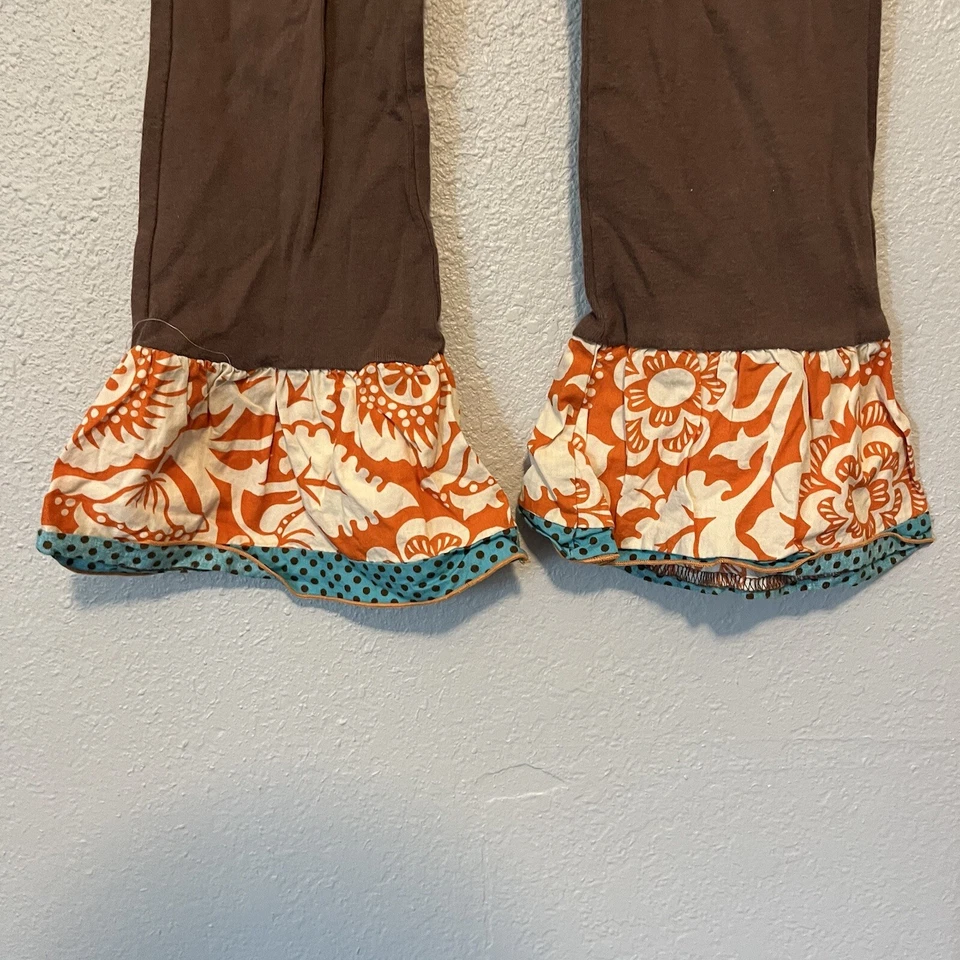 Ann Loren By Jess Kidz Brown Pedal Pusher Pants With Ruffle Hem Size 7-8 Girls - Image 4 of 4