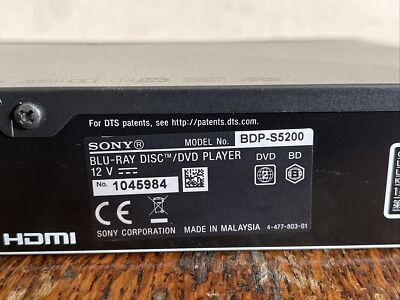 Sony BDP-S5200 3D Smart Blu-ray Disc Player With WFi 504556777206