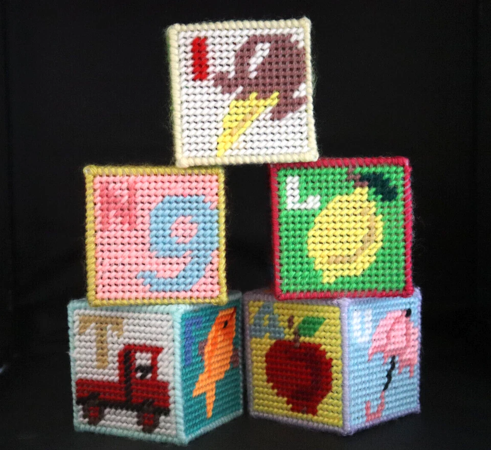 NEEDLEPOINT KIT D.I.Y. ALL INCLUDED FOR 5 BABY BLOCKS YARN CANVAS INSTRUCTIONS - Image 2 of 4