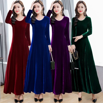 long sleeve velvet maxi dress