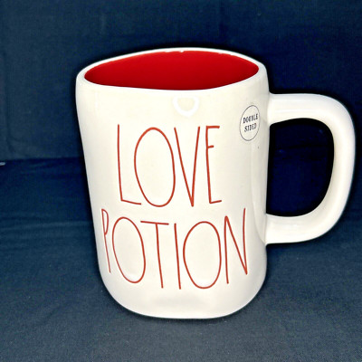 Rae Dunn Mug ''LOVE POTION'' 16 Oz Coffee/Tea Mug W/Red Interior Valentine's Day