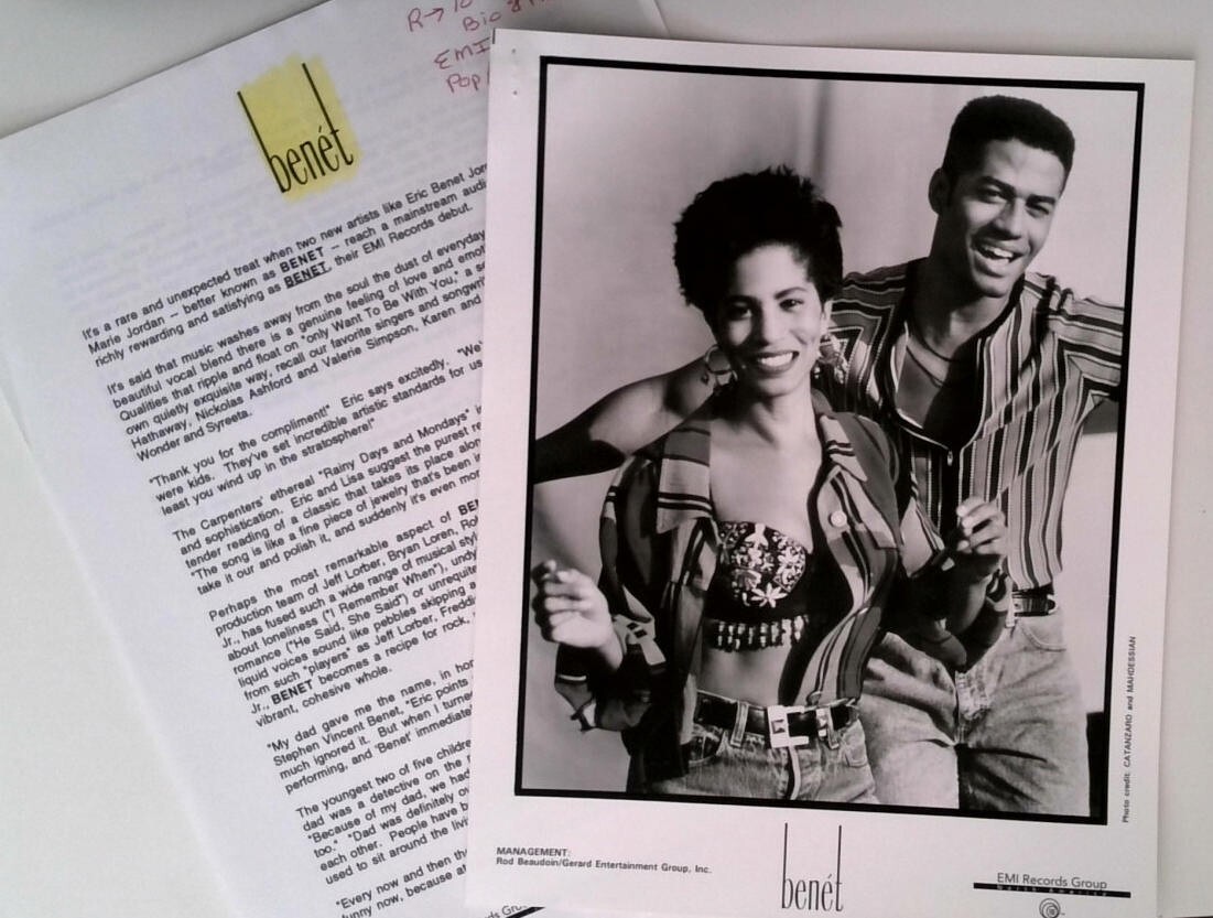 Eric Benet Jordan Lisa Marie 1992 Photo Promo Music Press Kit - EMI Records  | eBay