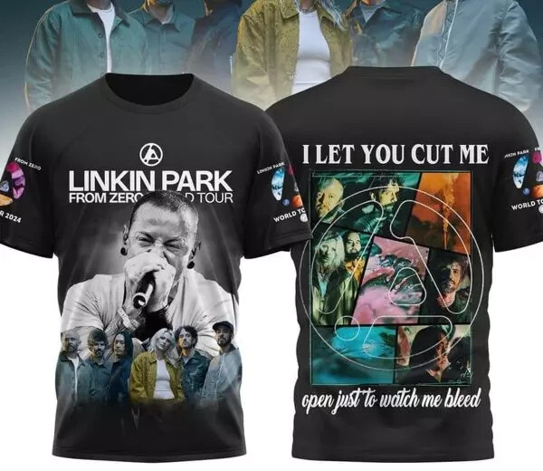 HOT ! Linkin Park From Zero World Tour I Let You Cut Me 2024 3D T-shirt