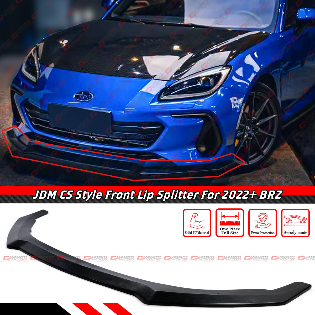For 2022-2025 Subaru BRZ ZD8 JDM CS Style PU Front Bumper Lip