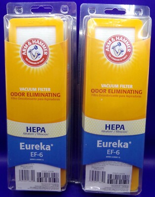 Arm & Hammer Lot of 2 Vacuum HEPA Odor Eliminating Filter for Eureka EF-6 NEW!!