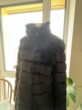 Eliza J Black Faux Fur 3/4 Length Coat - Size 10-12