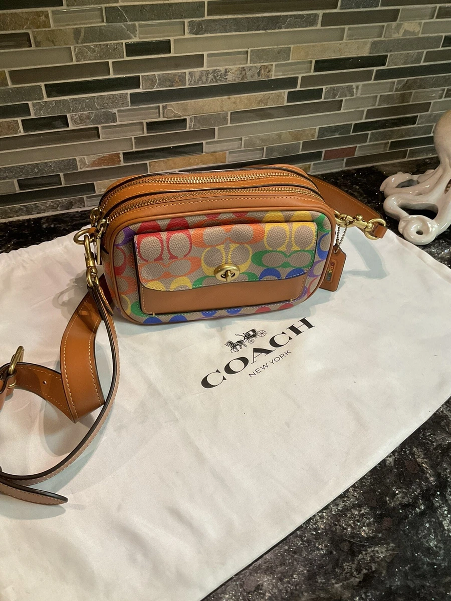 Rainbow Airplane Louis Leather Shoulder Bag