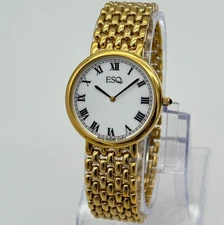 Unisex ESQ Esquire By Movado Gold Tone Classic Swiss Dress Watch, 32mm, 300290