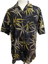 Tommy Bahama Hawaiihemd 100% Seide - Schwarz-Grün - Größe L