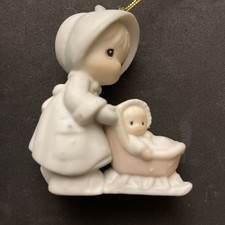 Precious Moments Dashing through the Snow Ornament MIB 1990