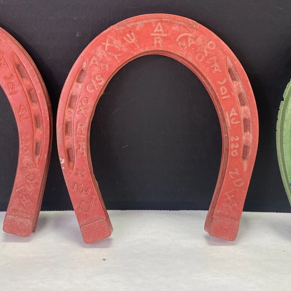 Vintage Rubber Horseshoe Replacements Lot Of 3 Red & Green - Image 3 of 4