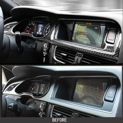 For Audi A4 A5 13-16 Carbon Fiber Interior Dash Instrument Navigator Trim Cover - Foto 3 di 4