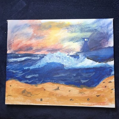 8 X 10  Original Painting on Canvas Seascape Beach Landscape Ocean Art Acrylic
