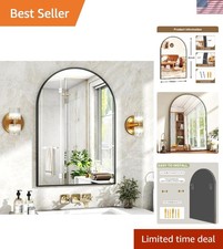 24"x36" Modern Arched Black Mirror with Aluminum Frame - Perfect for Dressing