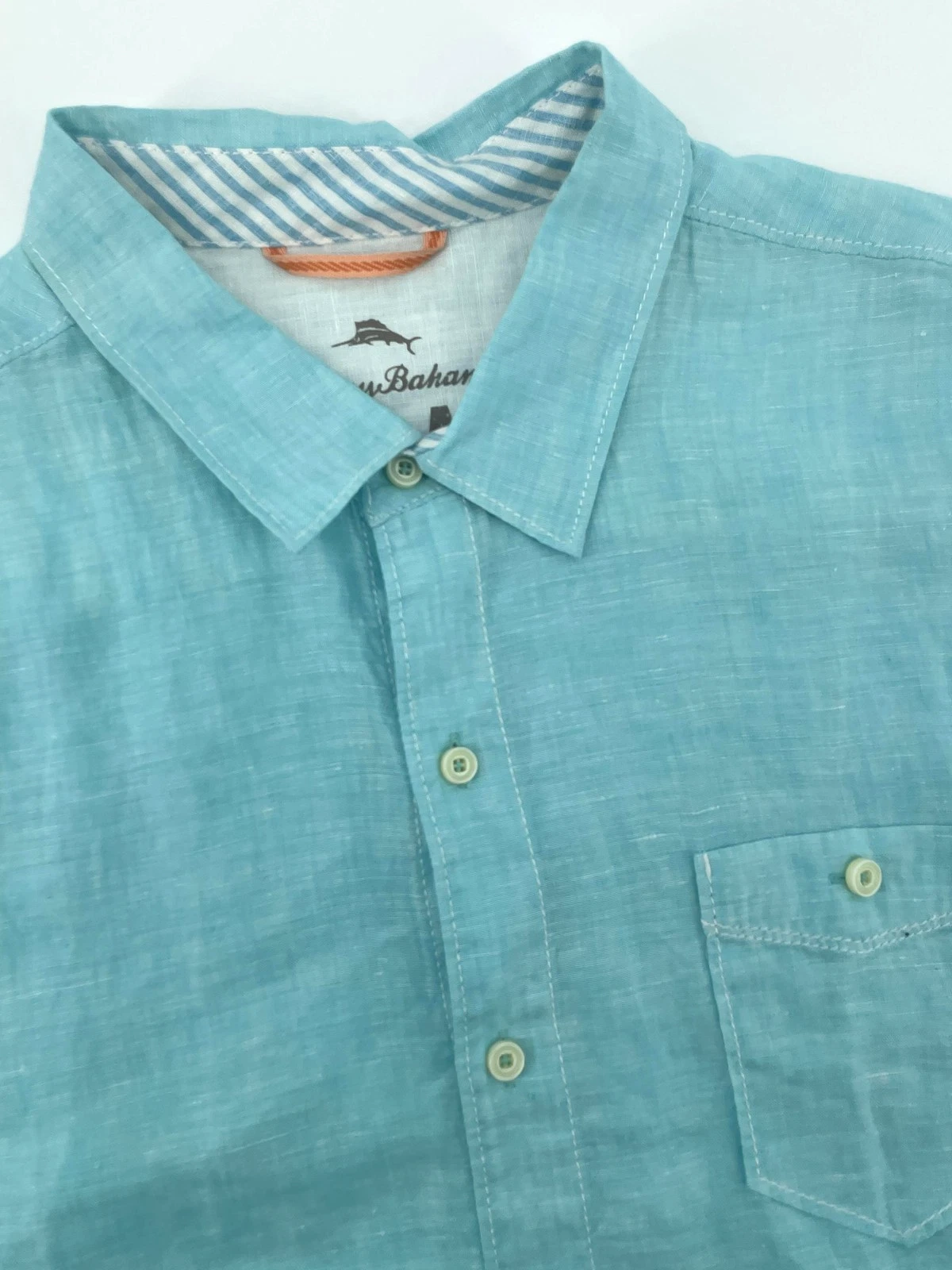Tommy Bahama Linen Shirt Men’s XL Blue Relaxed Fit Short Sleeve Button Up
