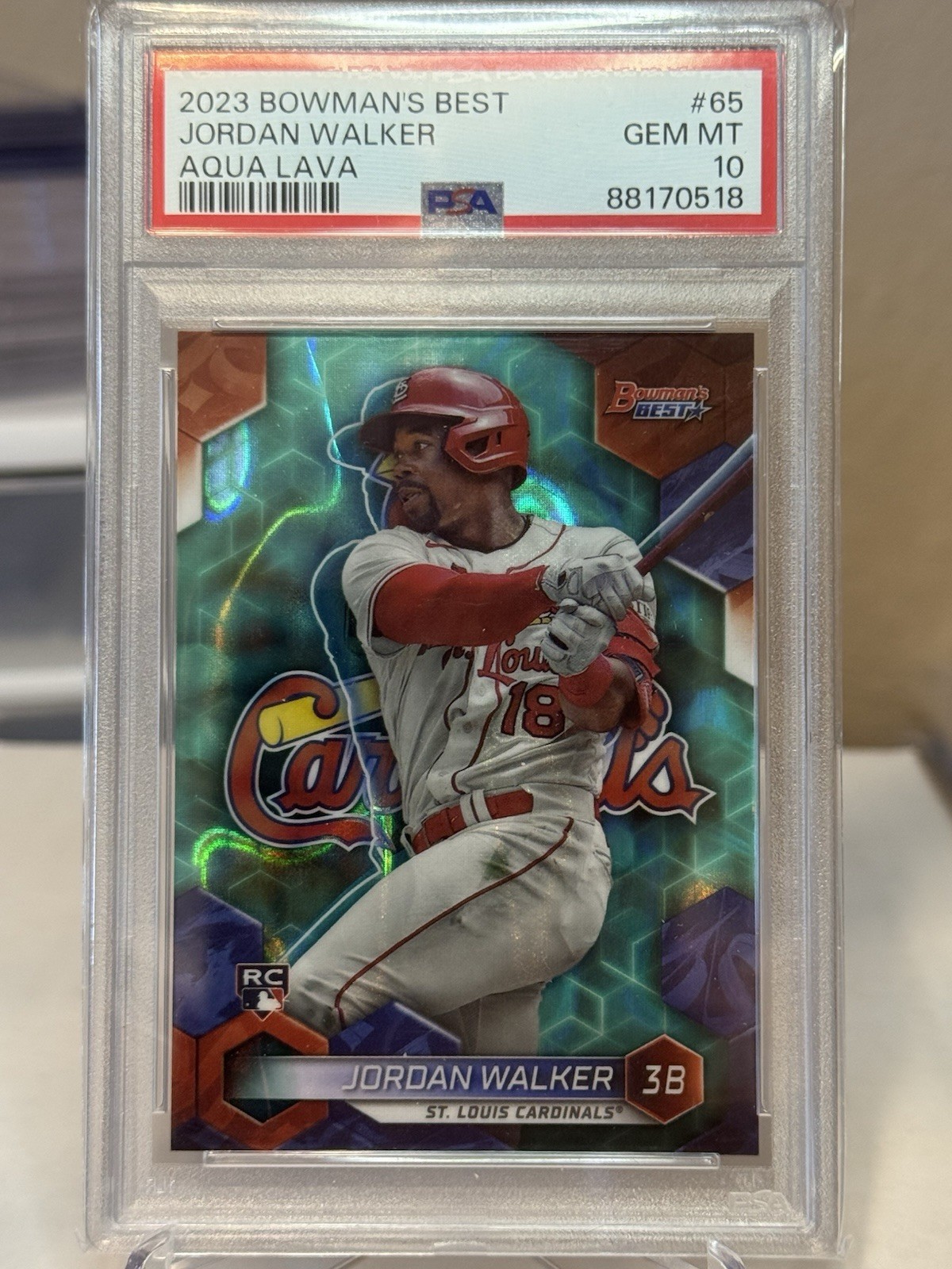 2023 Bowman’s Best Jordan Walker Aqua Lava /199 PSA 10 POP 7 RC Cardinals