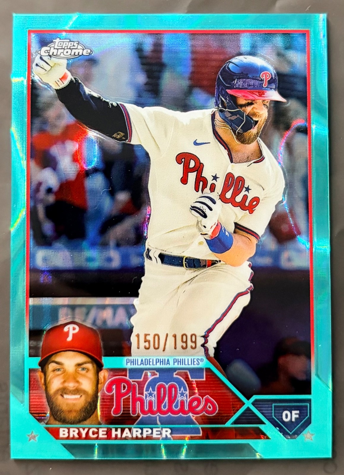 2023 Topps Chrome - Bryce Harper #3 Aqua Lava Refractor 150/199