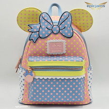 Mini Mochila Bolso Loungefly Disney Minnie Mouse Pastel Lunares Figura Nuevo