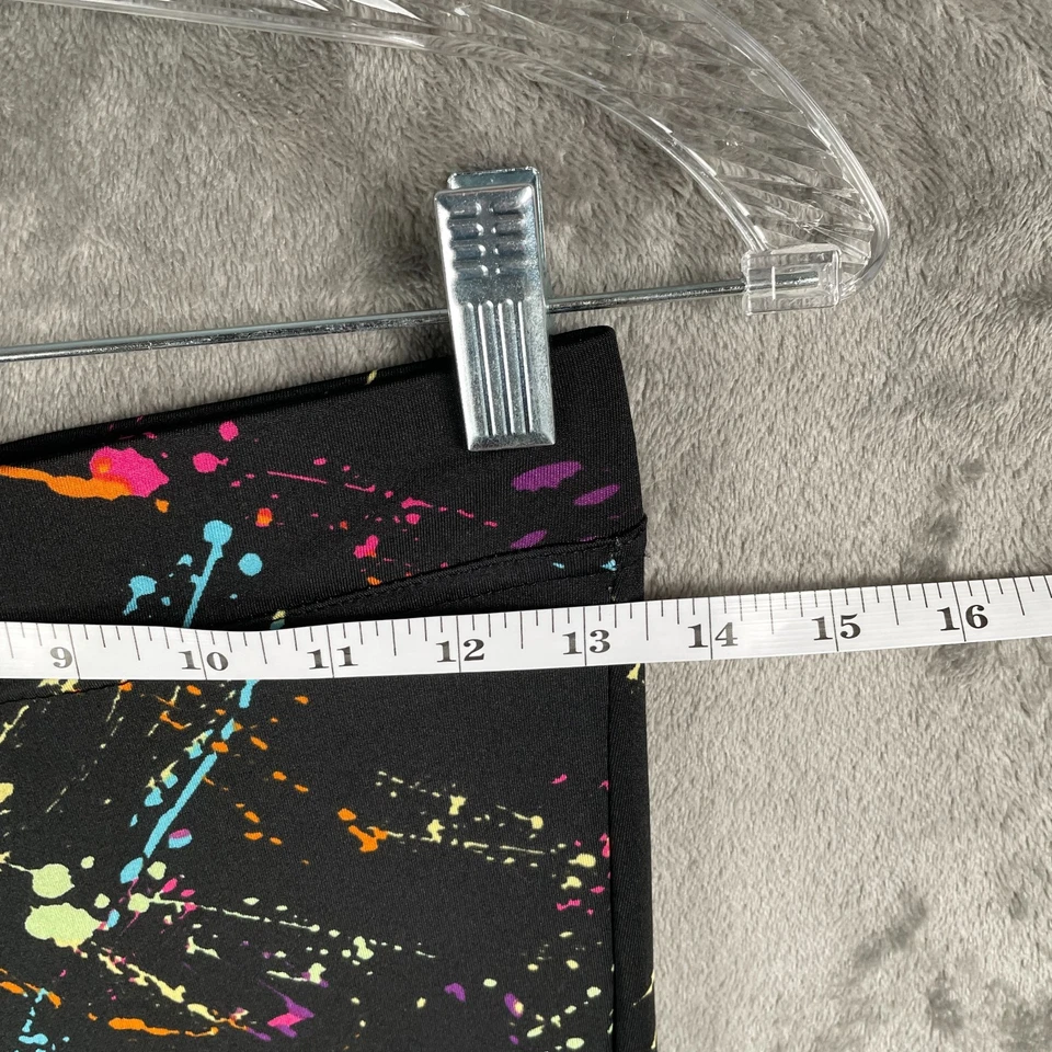 Leggings femininas Tipsy Elves neon splatter TAMANHO MÉDIO preta pintura multicolorida - Imagem 4 de 4