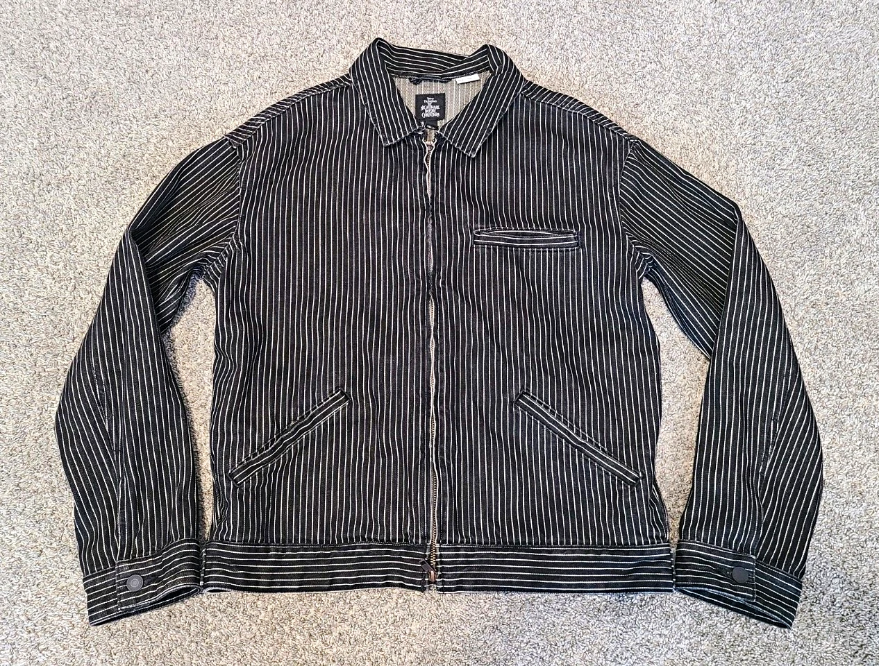 Gap Disney Nightmare Before Christmas Black White Striped Denim Jacket Size S image 1