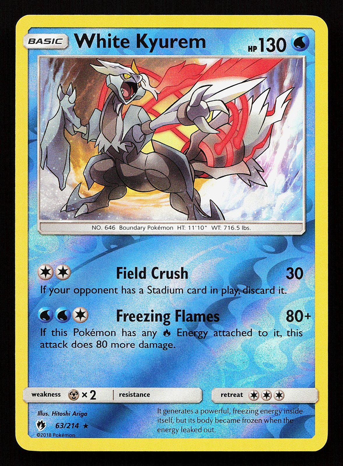 White Kyurem 63/214 Reverse Holo Rare Lost Thunder Pokémon Card