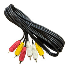 Male to Male 3 RCA Audio Video Composite Cable Black 6 feet 5 Pack