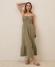 Pact Women's Coastal Double Gauze Cami Maxi Dress 2X-Large Khaki Green