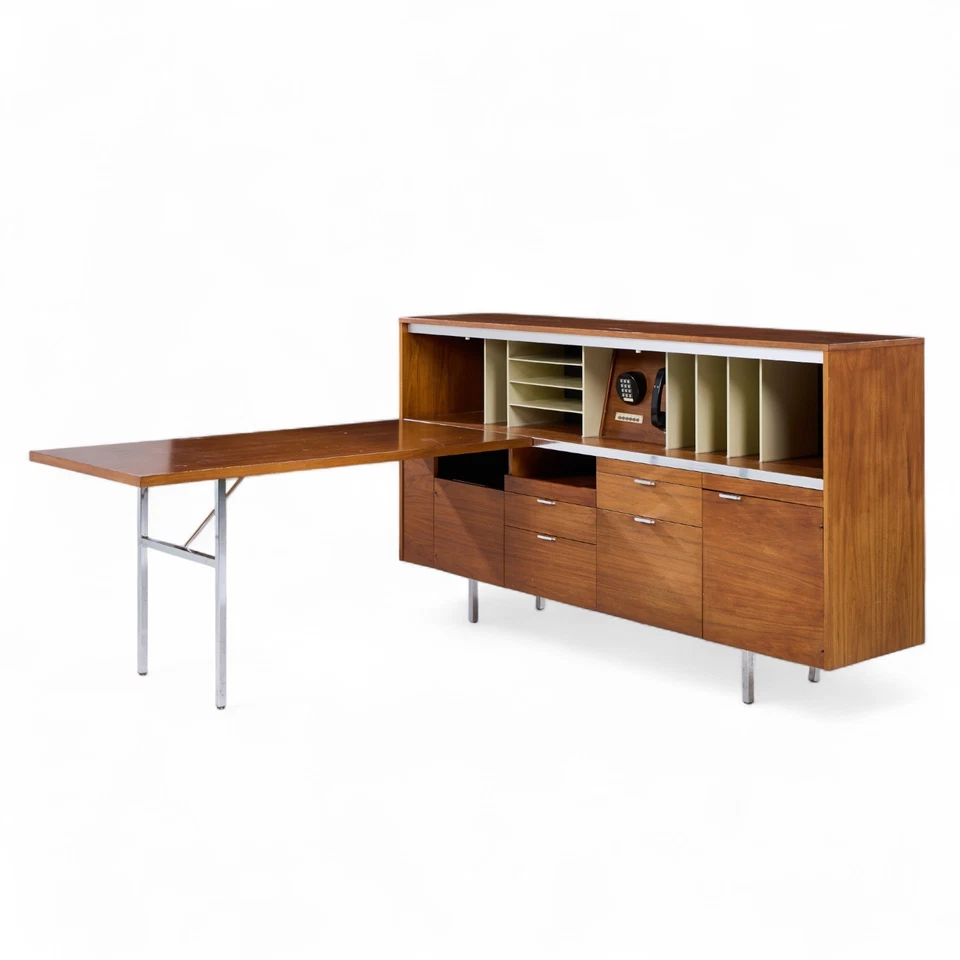 George Nelson for Herman Miller Mid Century Walnut Desk with Return - Image 3 of 4