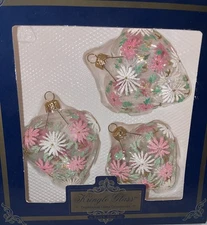 Kringle Glass Kurt S Adler Ornaments Stunning Heart Shaped Glitter Floral Poland