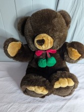 Vintage 24" The JC Penney Christmas plush stuffed Teddy bear brown red green Bow