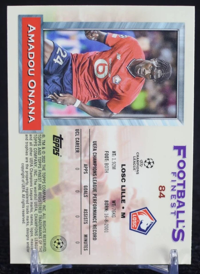 2022 Finest Flashbacks Amadou Onana Soccer Rookie Card Belgium N3 - Image 2 of 2