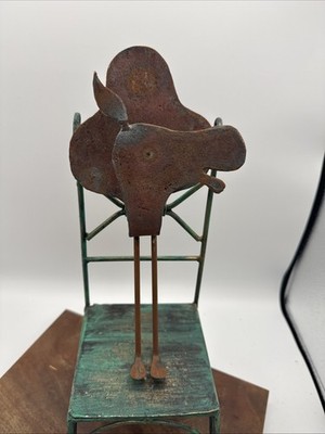 Vintage Handmade Artist Signed Metal Camel Wall Hanging Art OOAK RARE MCM
