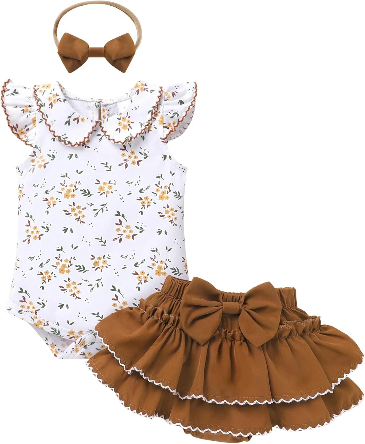Baby Girl Clothes Peter Pan Collar Romper Layered Skirt Shorts
