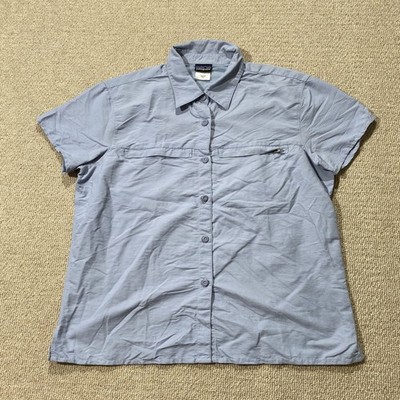 Patagonia Shirt Damen 12 UK hellblau Nylon Trekking Wandern Oberteil