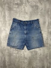 Vintage Carhartt Distressed Medium Wash Denim Workwear Carpenter Shorts Size 37