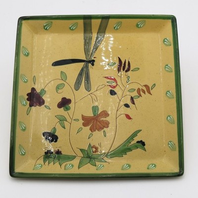 Libellule Romancing Provence Hand Painted Dragonfly 11'' Square Platter France