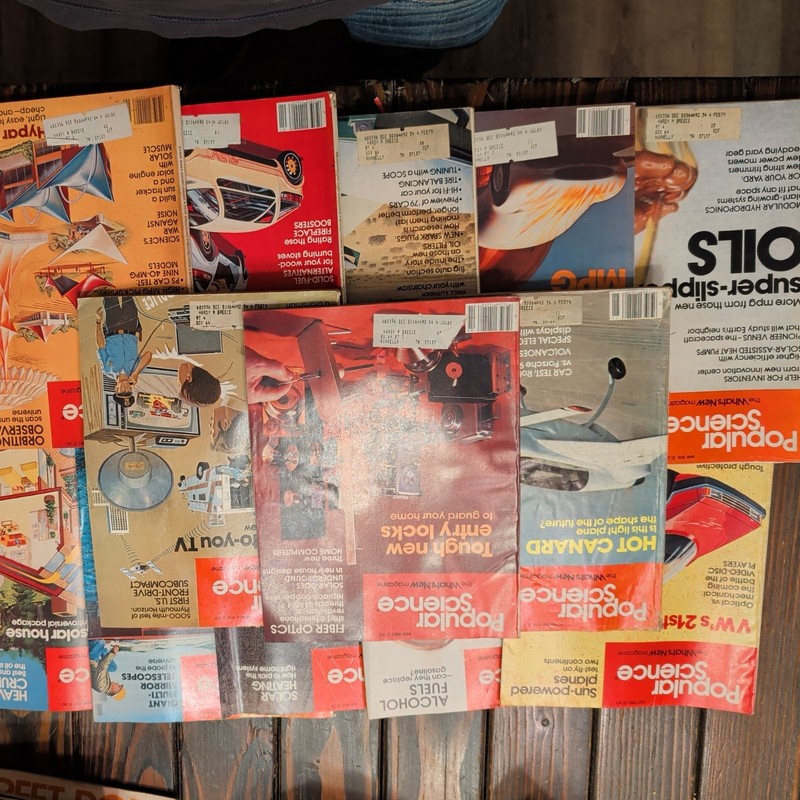 (13 nook lot) Popular Mechanics magazine lot 70s-80s Planes Trainers Car Auto