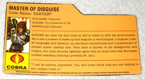 2007 Zartan - GI Joe file card (modern)
