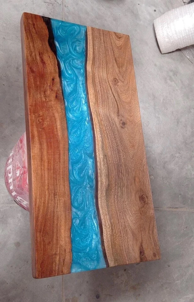 Epoxy Coffee Table Top for Dining Room Interior Acacia Wooden Handmade Decor - Image 2 of 4