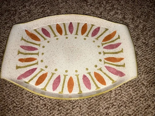 Red Wing Pottery Pepe Serving Platter Tray MCM Retro 2A Orange Avocado Green