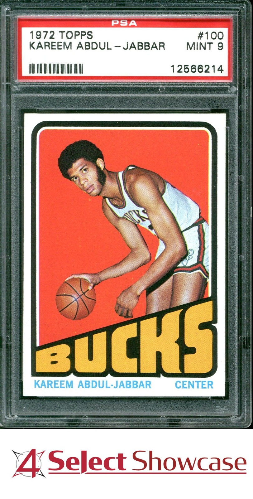 1972 TOPPS #100 KAREEM ABDUL-JABBAR BUCKS HOF PSA 9