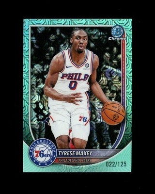 2025-26 Bowman Chrome AQUA MOJO REFRACTOR SP TYRESE MAXEY /125! Sixers 76ers