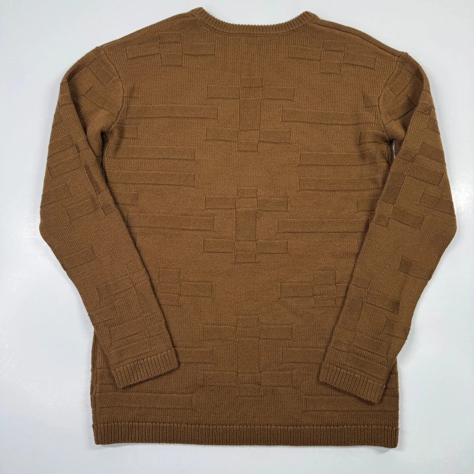 Pendleton 100% Merino Wool Textured Knit Crewneck Sweater Camel Brown Mens XS - Image 4 of 4