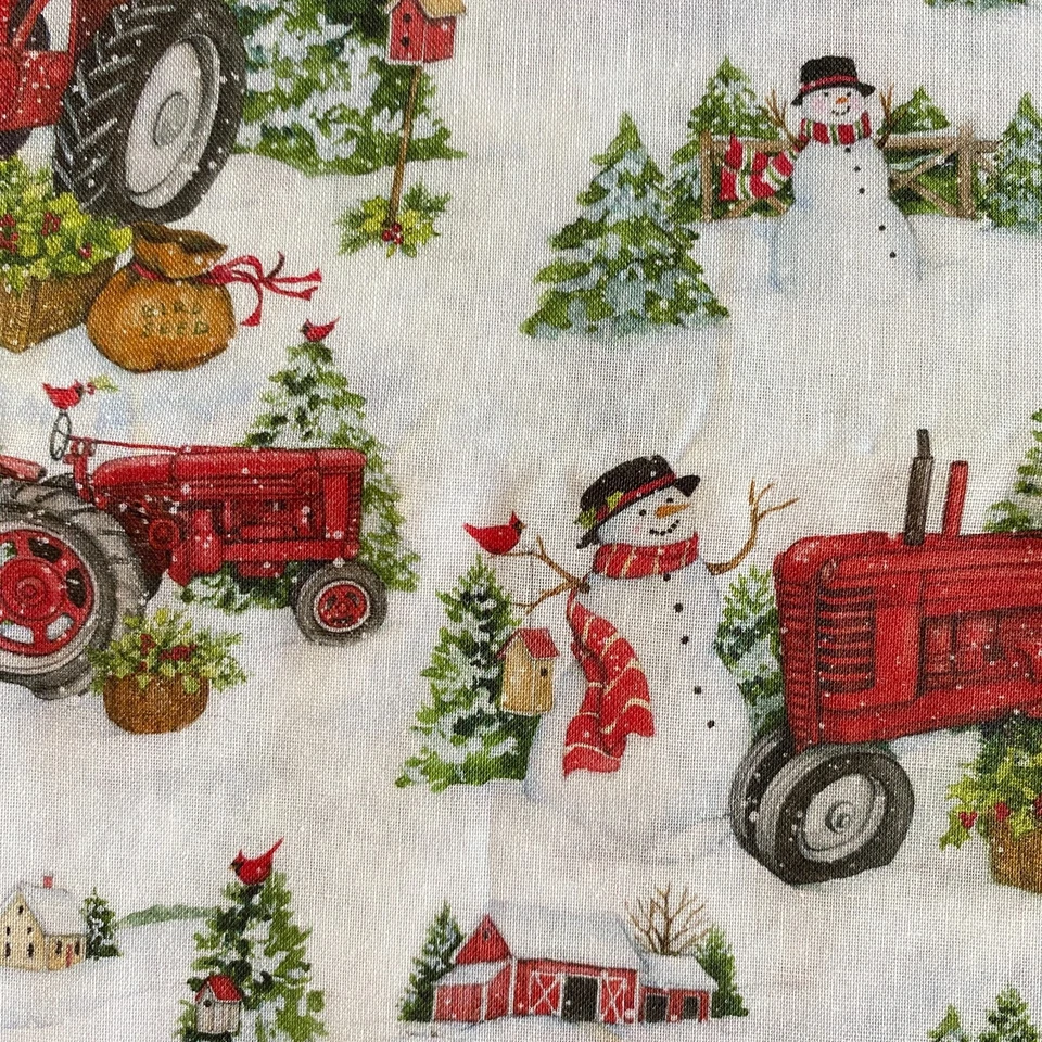 Tela de tractor muñeco de nieve Susan Winget acolchado algodón 33x44 Foto 3 de 4