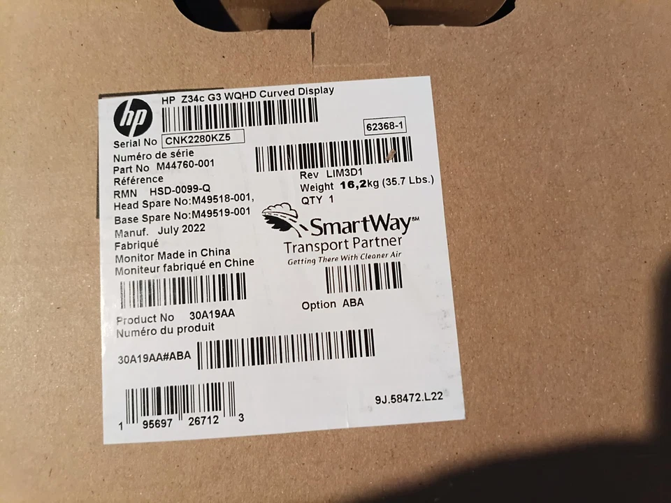 HP Z34c G3 34" WQHD Curved Monitor 60Hz 6ms Tilt Height Adjustable Swivel Stand - Image 2 of 4