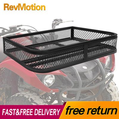 Universal ATV Front Cargo Basket Rack 36''x17.3'' Steel Frame Heavy Duty Storage