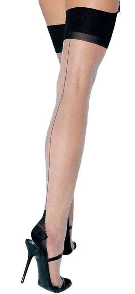 Nylon Naht Strapsstrümpfe haut-schwarz - Bild 1 von 1