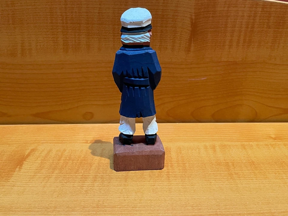 Vintage Hand-Carved Hand-Painted Wooden Sea Captain w/Pipe Nautical - Image 3 of 4