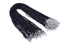50pcs Satin Silk Necklace Cord 2.0mm/with 2'' Extension Chain 24'' Black