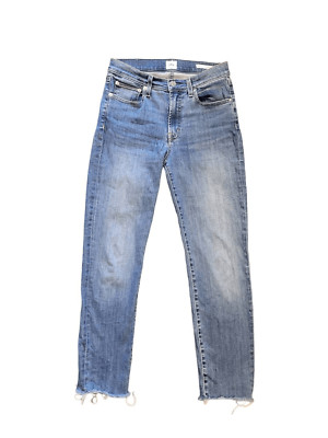 Edwin Bree Slim Straight Jeans Women's 26 Blue Stretch Comfort Raw Hem Deja Blue